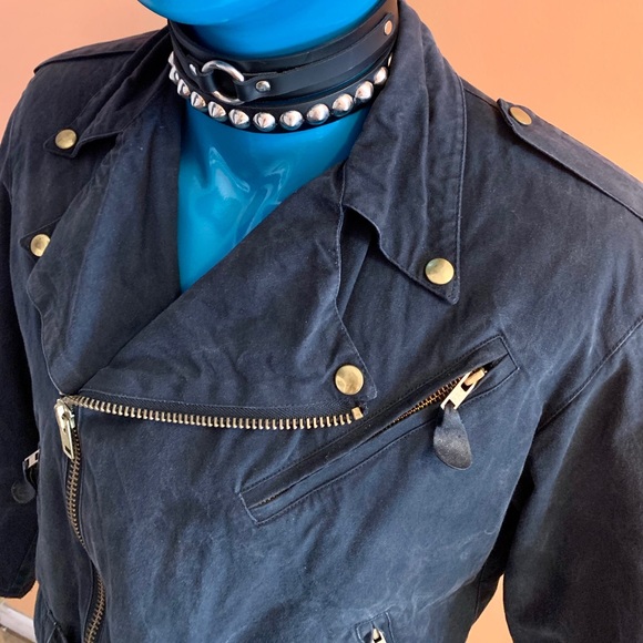 New wave/ Punk/ Goth/ 80’s Biker cotton-fabric jacket - Picture 1 of 12